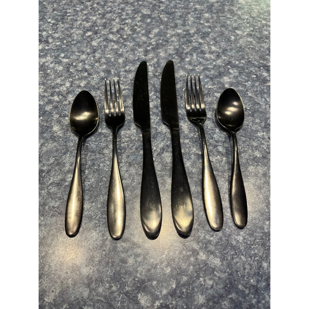 Ornative Black Stainless Steel Flatware Set Modern Minimalist Silverware 6pc
